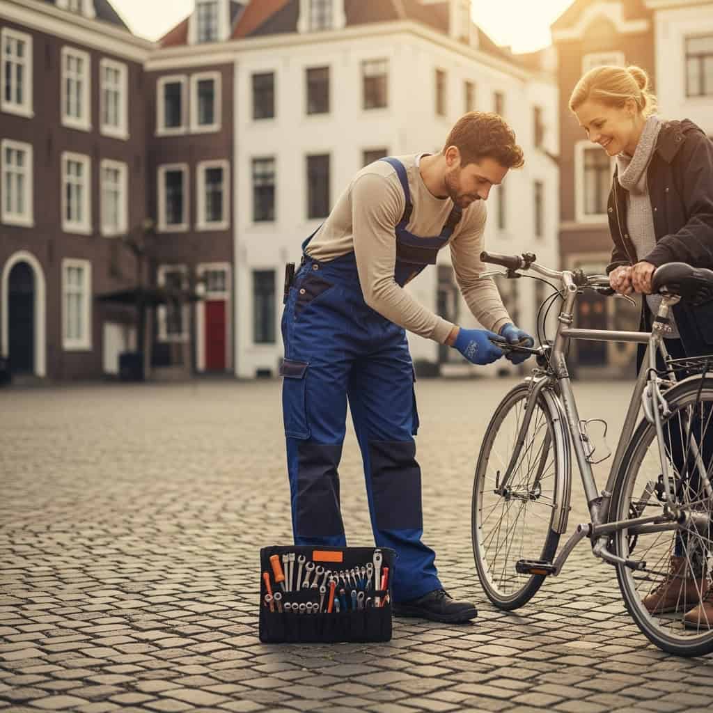 Studiworker bei Notdienst Fahrrad Reparatur