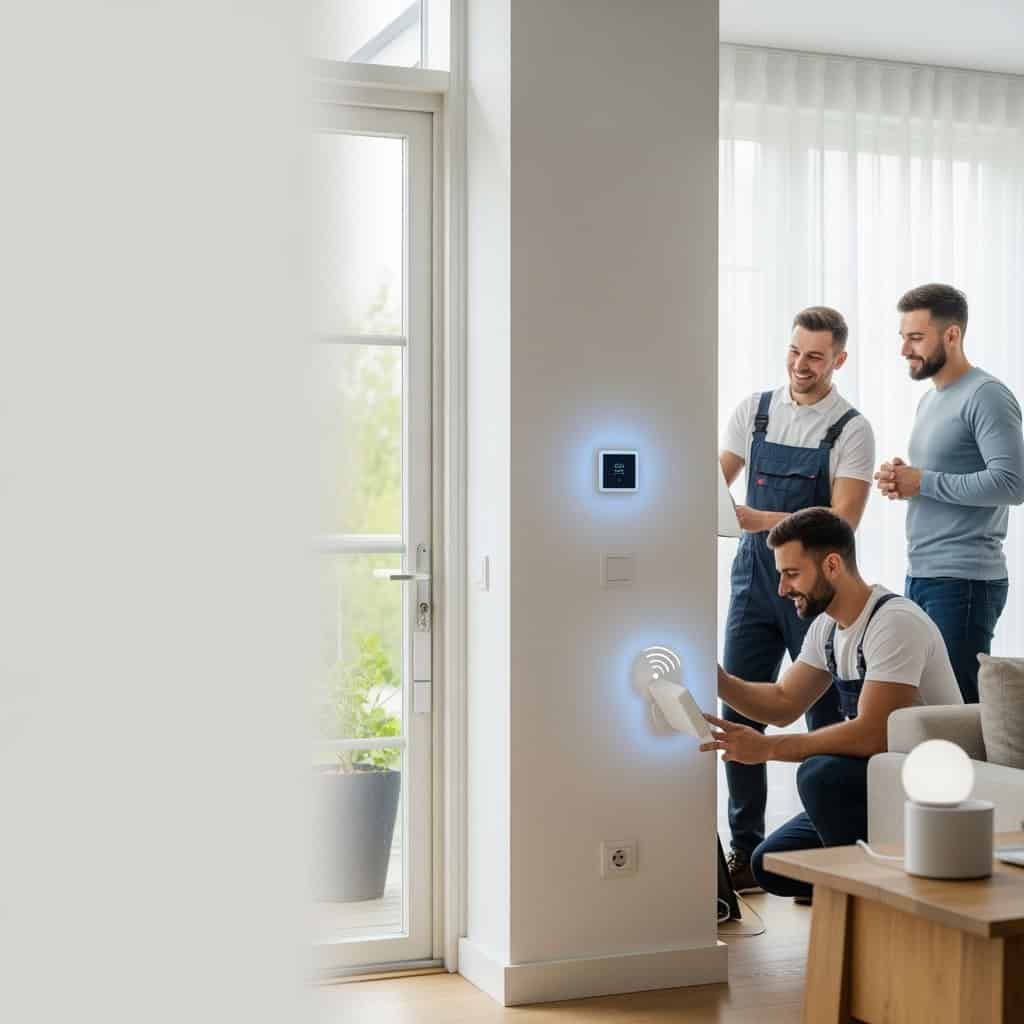Studiworker beim Einrichten von Smarthome